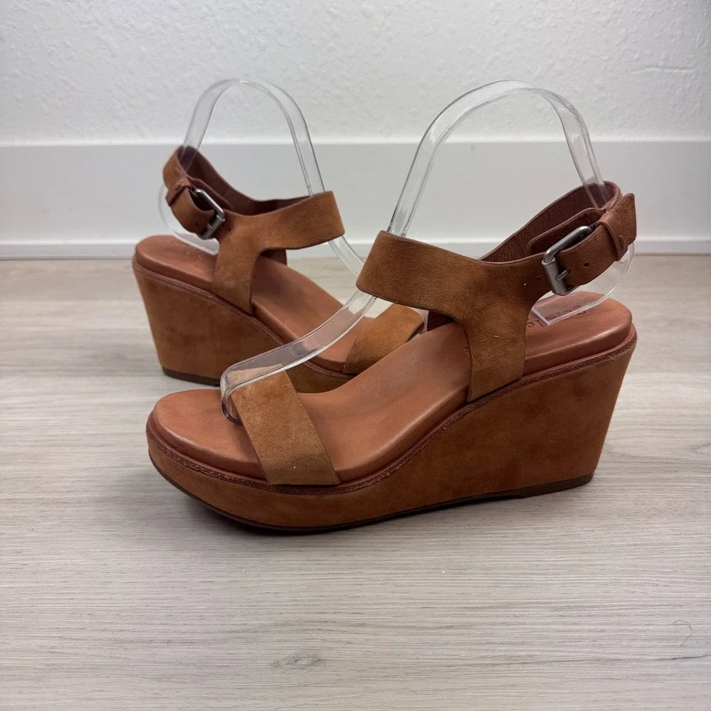 Gentle Souls by Kenneth Cole Platform Wedge Sandals Size 9.5 Brown